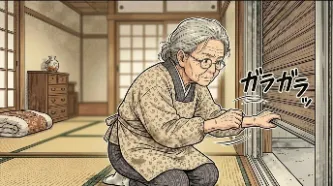 シャッターが重い・動きが悪くて困っているおばあさん